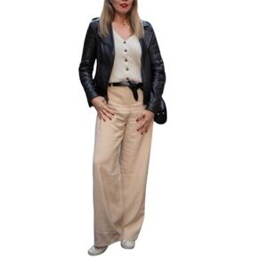 Ann Taylor Loft Wide Leg Khaki Pants Ladies Cotton Spandex Tan Khaki Pants Sz 10